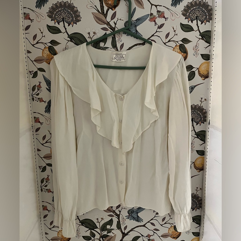 Vintage Ruffled Collar Blouse size M